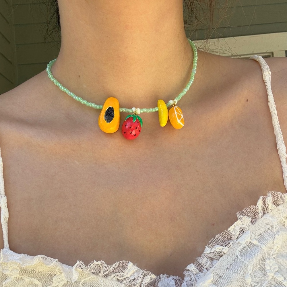 Handmade clay Fruits beaded necklace